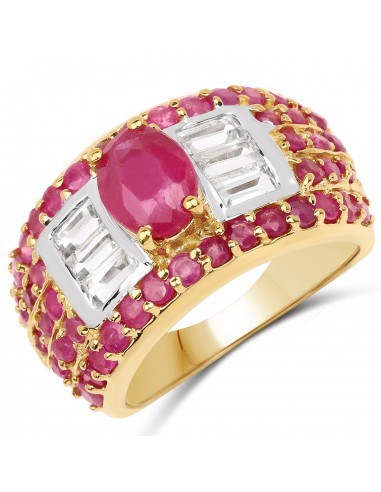 4.23 Carat Glass Filled Ruby and White Topaz .925 Sterling Silver Ring 50% de réduction en Octobre 2024