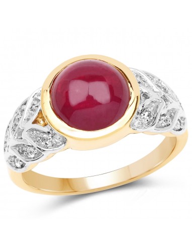 5.11 Carat Glass Filled Ruby and White Topaz .925 Sterling Silver Ring Profitez des Offres !