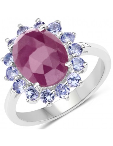 5.53 Carat Genuine Pink Sapphire & Tanzanite .925 Sterling Silver Ring en ligne des produits 