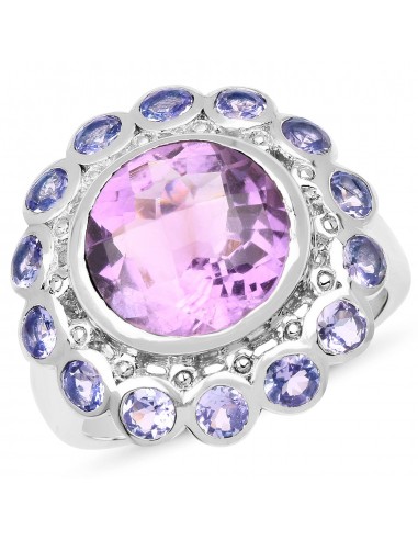 6.65 Carat Genuine Amethyst & Tanzanite .925 Sterling Silver Ring à prix réduit toute l'année