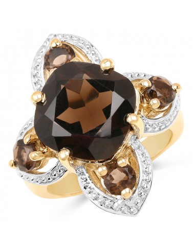 14K Yellow Gold Plated 5.92 Carat Genuine Smoky Quartz .925 Sterling Silver Ring sélection de produits