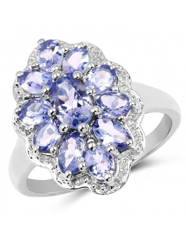 2.46 Carat Genuine Tanzanite .925 Sterling Silver Ring rembourrage situé sous