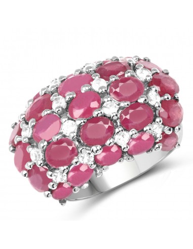 8.54 Carat Glass Filled Ruby and White Topaz .925 Sterling Silver Ring online