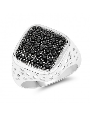 0.54 Carat Genuine Black Diamond .925 Sterling Silver Ring Par le système avancé 