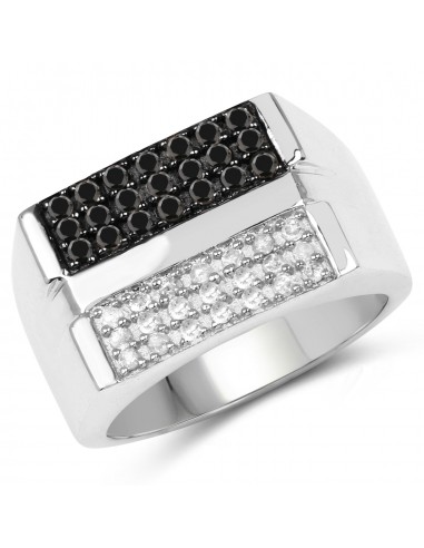 0.64 Carat Genuine Black Diamond and White Diamond .925 Sterling Silver Ring s'inspire de l'anatomie humaine