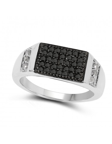 0.55 Carat Genuine Black Diamond and White Diamond .925 Sterling Silver Ring sélection de produits