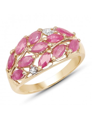 14K Yellow Gold Plated 1.56 Carat Genuine Ruby & White Topaz .925 Sterling Silver Ring vente chaude votre 