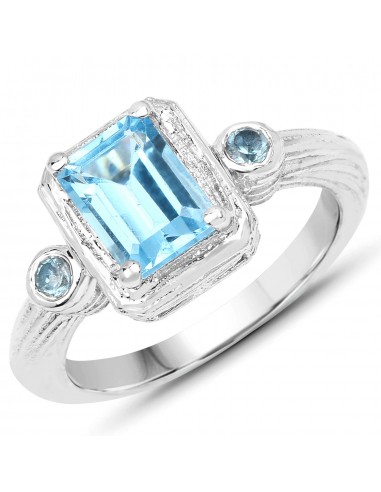 2.11 Carat Genuine Swiss Blue Topaz .925 Sterling Silver Ring pas cher 