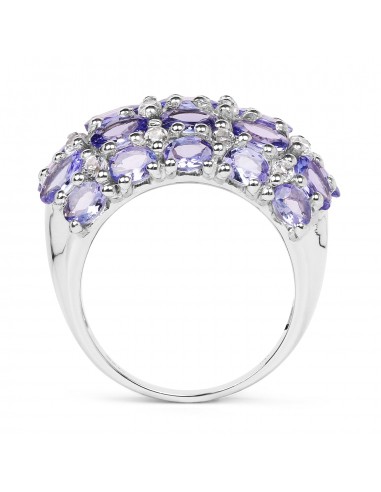 7.29 Carat Genuine Tanzanite and White Topaz .925 Sterling Silver Ring d'Europe débarque