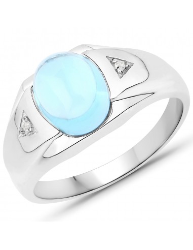 3.67 Carat Genuine Swiss Blue Topaz and White Topaz .925 Sterling Silver Ring commande en ligne