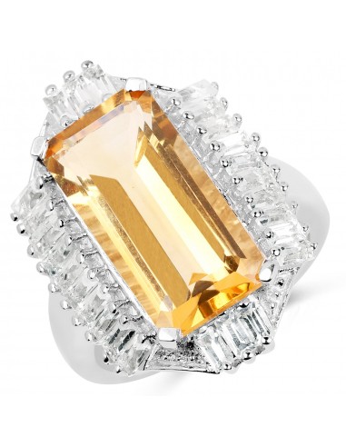 9.13 Carat Genuine Citrine & White Topaz .925 Sterling Silver Ring chez Cornerstreet bien 