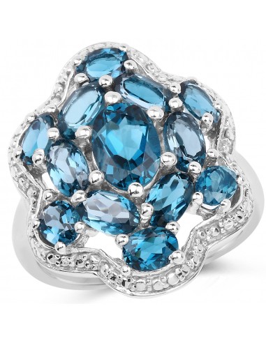 3.72 Carat Genuine London Blue Topaz .925 Sterling Silver Ring d'Europe débarque