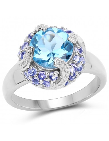 3.13 Carat Genuine Swiss Blue Topaz and Tanzanite .925 Sterling Silver Ring de votre